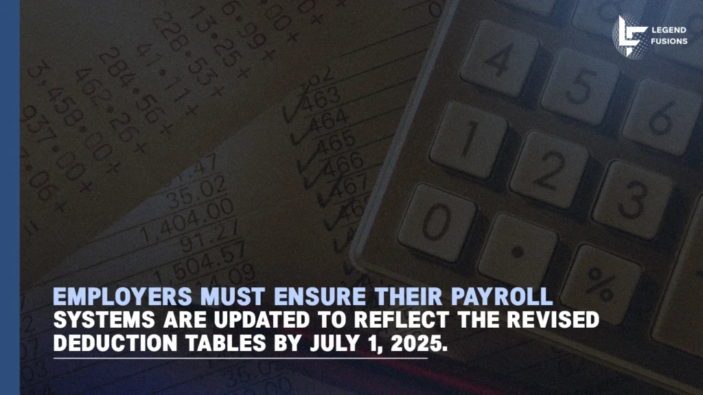 Employers must update payroll systems for new deduction tables by July 1, 2025